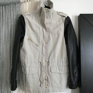 H&M Canvas jacket with Faux Leather Sleeves